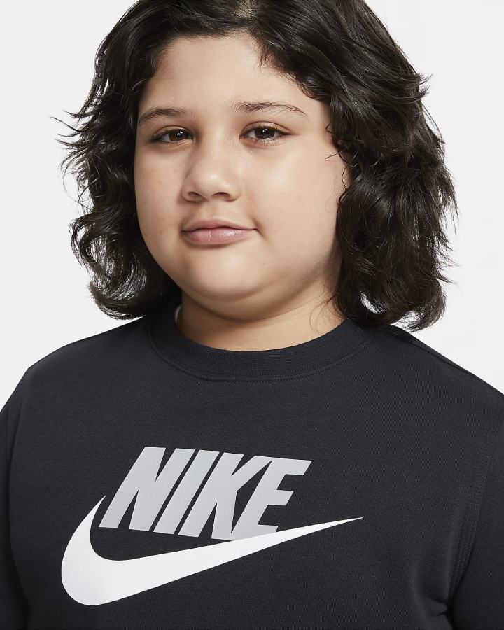 Sudaderas Nike Sportswear Club Fleece Kids Crew (Extended Size) Niño Negras | SMXTF-0924