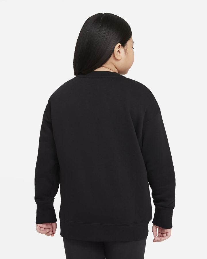 Sudaderas Nike Sportswear Club Fleece Kids Crew (Extended Size) Niña Negras Blancas | TZCSU-2416