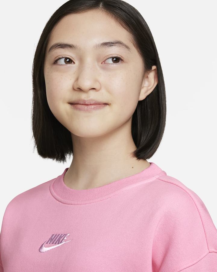 Sudaderas Nike Sportswear Club Fleece Kids Crew (Extended Size) Niña Rosas Blancas | XCAQL-8243