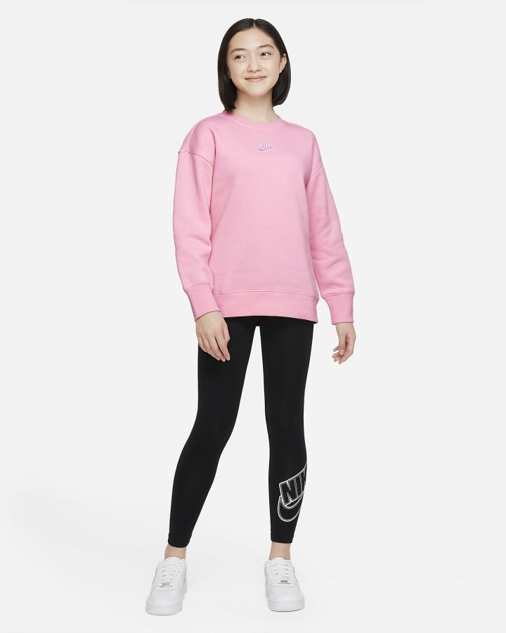 Sudaderas Nike Sportswear Club Fleece Kids Crew (Extended Size) Niña Rosas Blancas | XCAQL-8243
