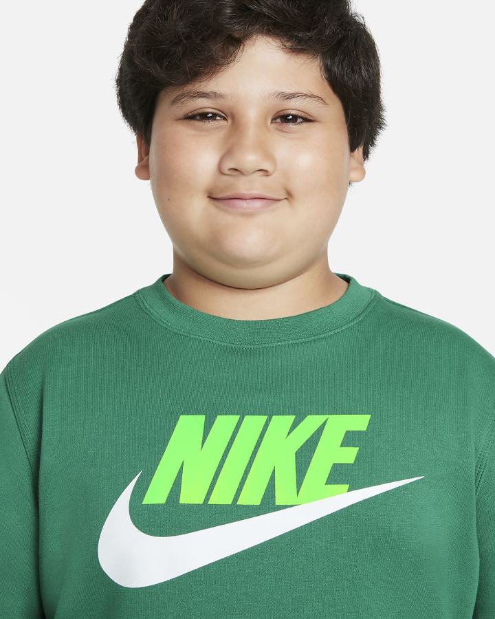 Sudaderas Nike Sportswear Club Fleece Kids Crew (Extended Size) Niño Verde | XKNYT-7048