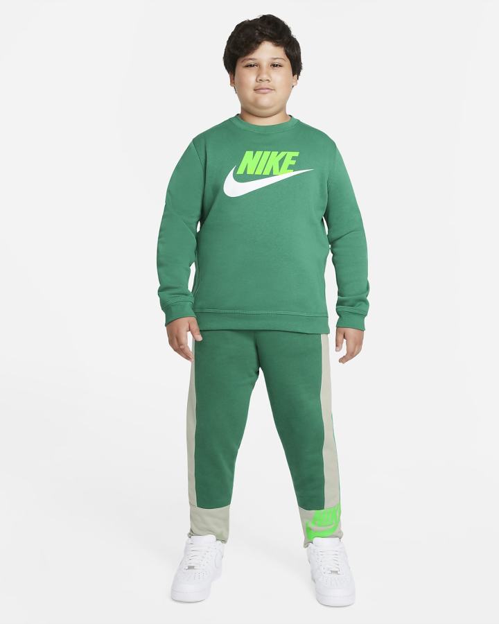 Sudaderas Nike Sportswear Club Fleece Kids Crew (Extended Size) Niño Verde | XKNYT-7048