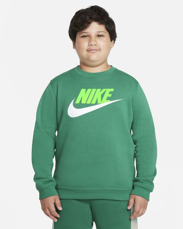 Sudaderas Nike Sportswear Club Fleece Kids Crew (Extended Size) Niño Verde | XKNYT-7048