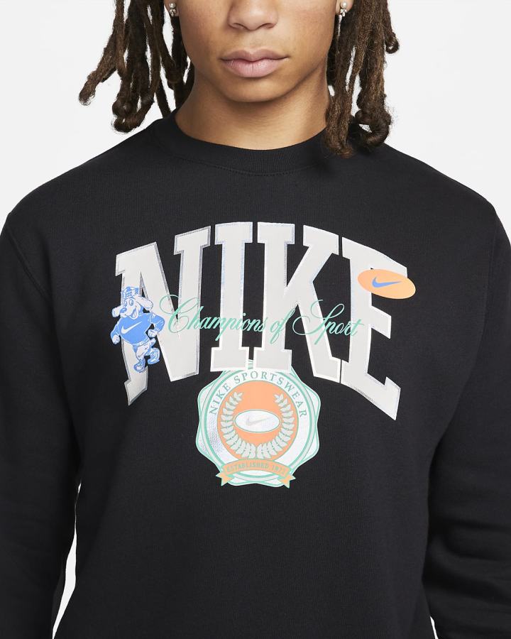 Sudaderas Nike Sportswear Fleece Crew Hombre Negras | DAKTM-4528