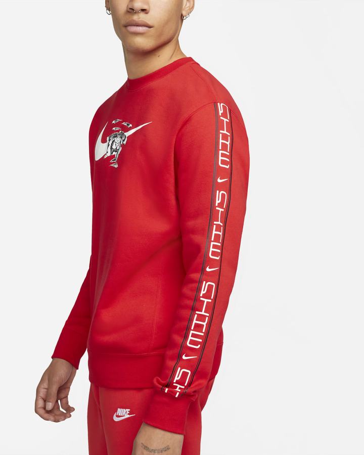Sudaderas Nike Sportswear Fleece Crew Hombre Rojas | QIHMG-5240