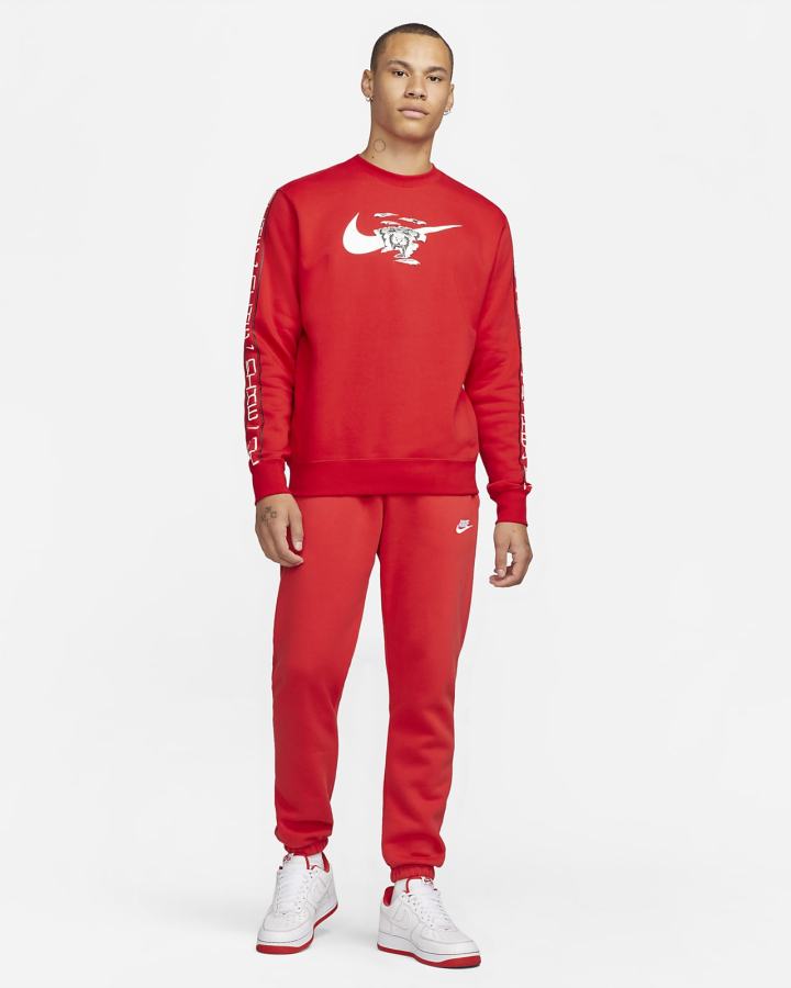 Sudaderas Nike Sportswear Fleece Crew Hombre Rojas | QIHMG-5240
