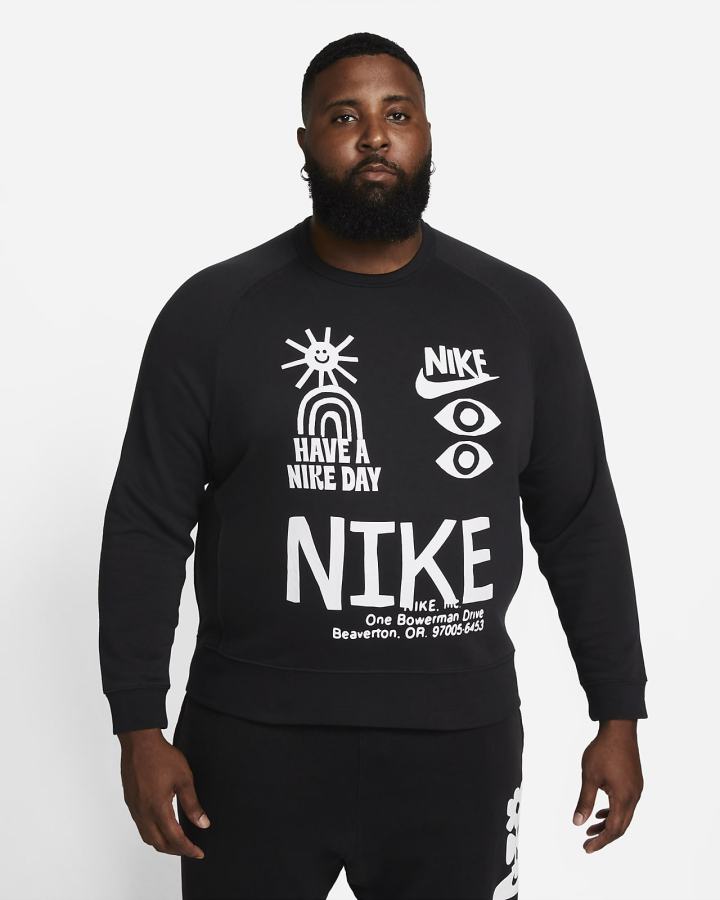 Sudaderas Nike Sportswear French Terry Crew Hombre Negras | HQICO-4750