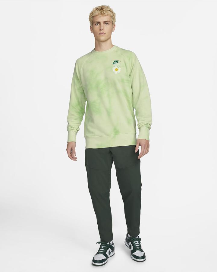 Sudaderas Nike Sportswear French Terry Crew Hombre Verde Naranjas | QNVTU-2083