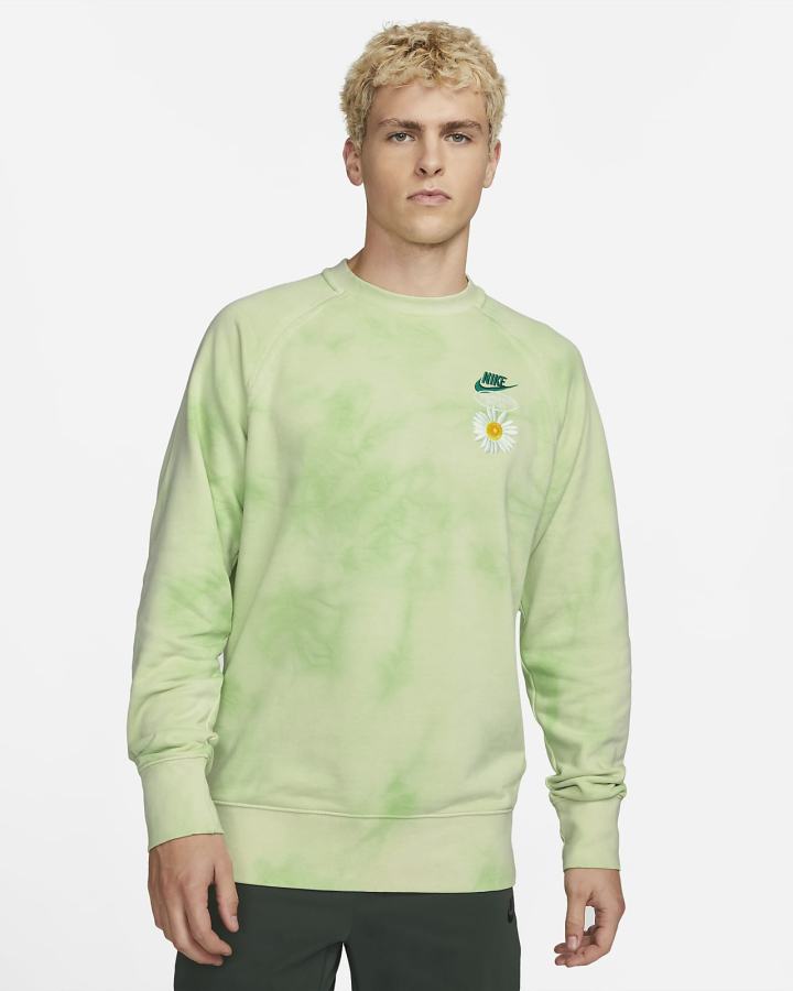 Sudaderas Nike Sportswear French Terry Crew Hombre Verde Naranjas | QNVTU-2083