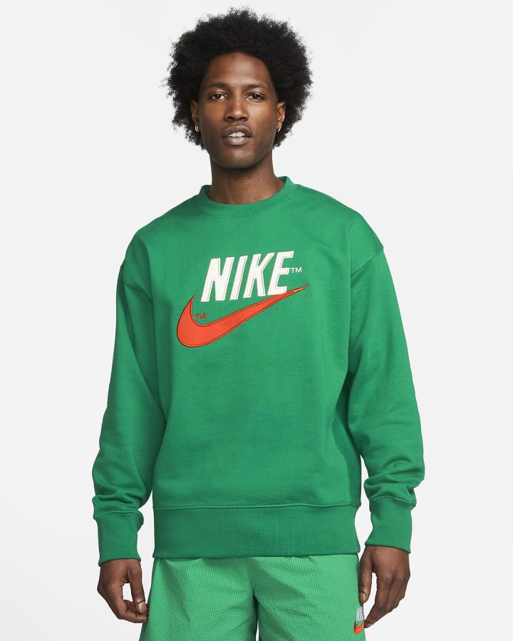 Sudaderas Nike Sportswear French Terry Crew Hombre Verde | RHSUG-5967