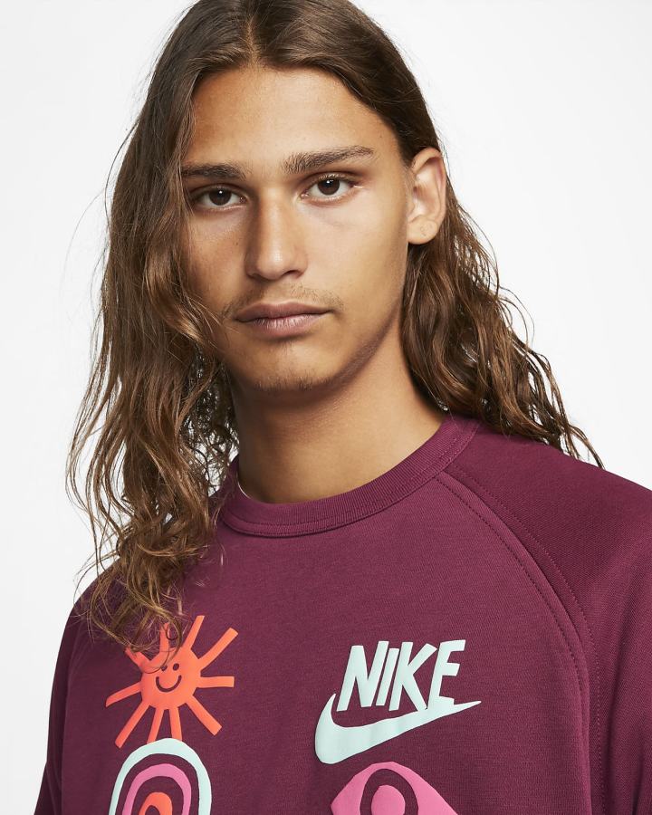 Sudaderas Nike Sportswear French Terry Crew Hombre Burdeos | VHIAE-2751
