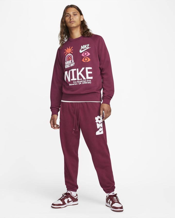 Sudaderas Nike Sportswear French Terry Crew Hombre Burdeos | VHIAE-2751