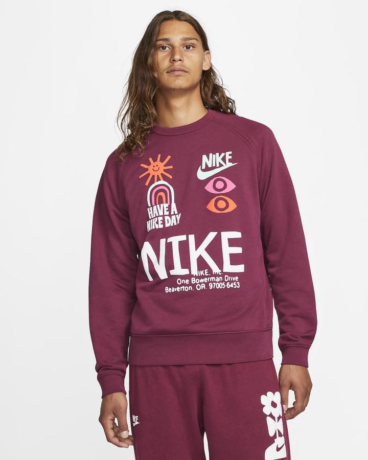 Sudaderas Nike Sportswear French Terry Crew Hombre Burdeos | VHIAE-2751