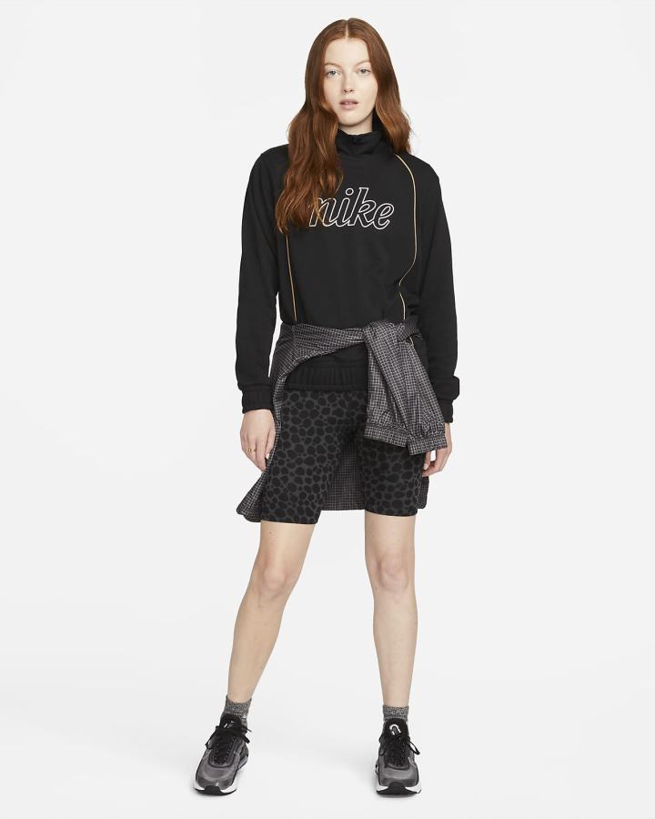 Sudaderas Nike Sportswear Icon Clash French Terry Top Mujer Negras Blancas | UTVMJ-9264