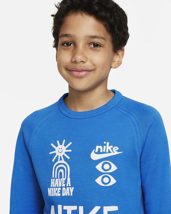 Sudaderas Nike Sportswear Kids French Terry Niño Azules Claro Blancas | OWSGR-5218
