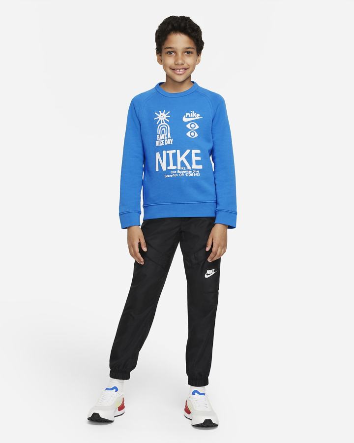 Sudaderas Nike Sportswear Kids French Terry Niño Azules Claro Blancas | OWSGR-5218