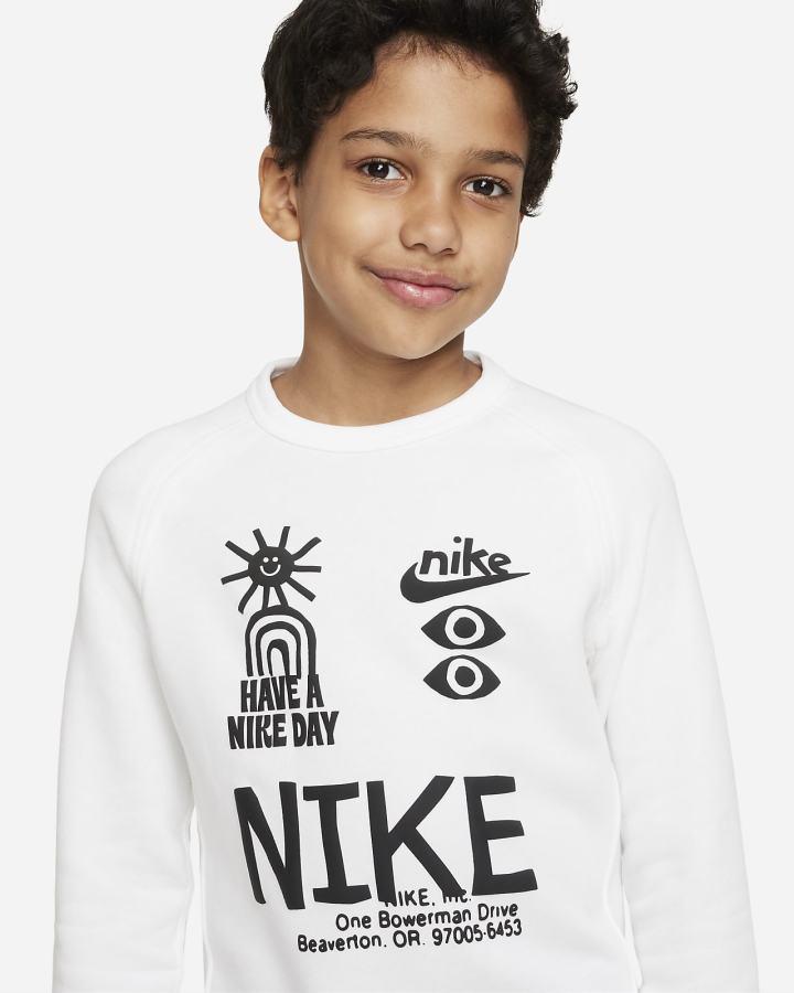 Sudaderas Nike Sportswear Kids French Terry Niño Blancas Negras | VQNGJ-4062