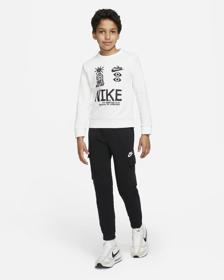 Sudaderas Nike Sportswear Kids French Terry Niño Blancas Negras | VQNGJ-4062