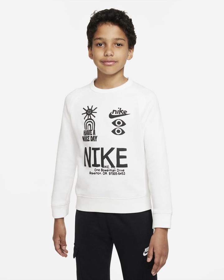Sudaderas Nike Sportswear Kids French Terry Niño Blancas Negras | VQNGJ-4062