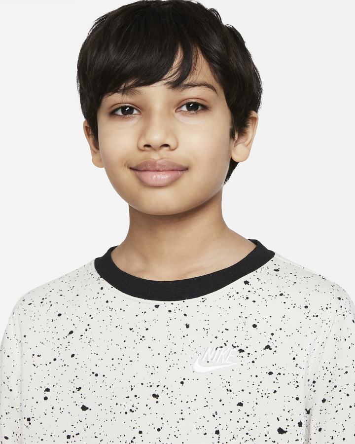 Sudaderas Nike Sportswear Kids Seasonal Printed Top Niño Beige Claro Negras Blancas | XQSZO-0697