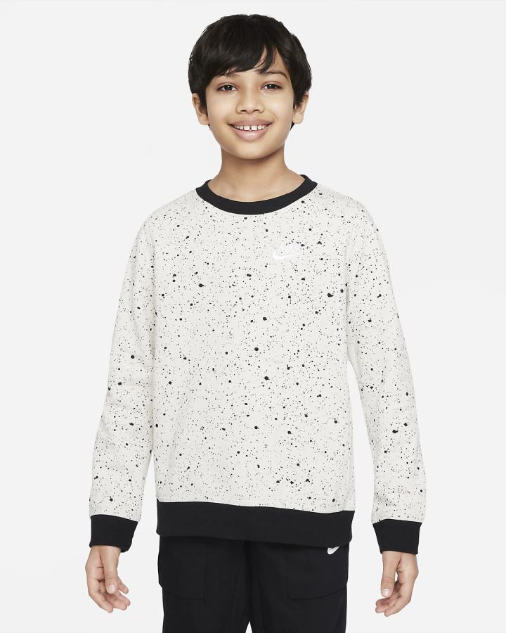 Sudaderas Nike Sportswear Kids Seasonal Printed Top Niño Beige Claro Negras Blancas | XQSZO-0697