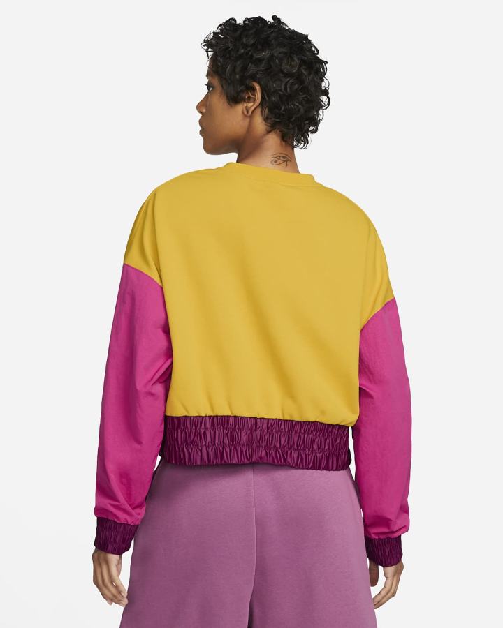 Sudaderas Nike Sportswear Oversized Fleece Crew Top Mujer Amarillo Rosas | JKVXG-1546