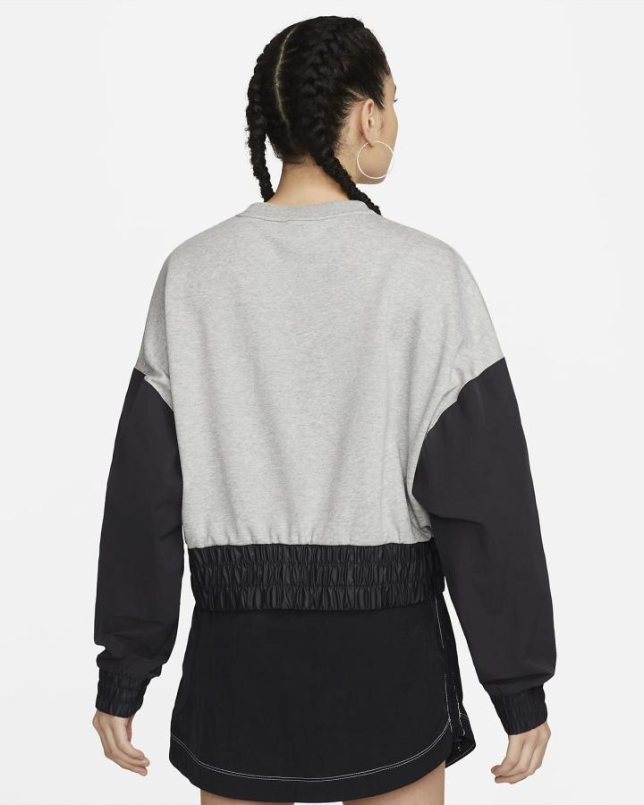 Sudaderas Nike Sportswear Oversized Fleece Crew Top Mujer Gris Oscuro Negras | SGEOA-4812