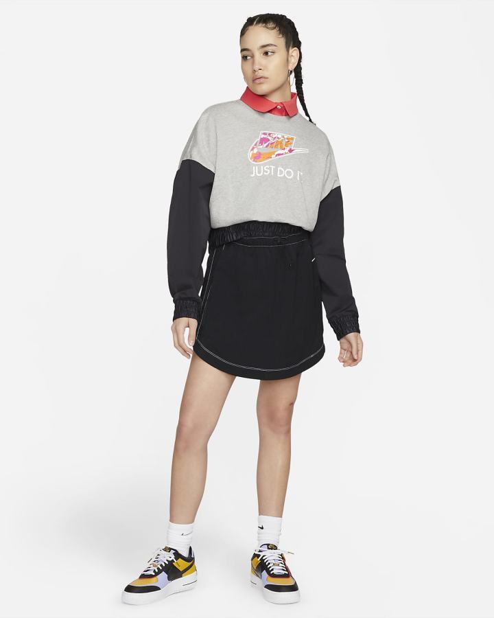 Sudaderas Nike Sportswear Oversized Fleece Crew Top Mujer Gris Oscuro Negras | SGEOA-4812