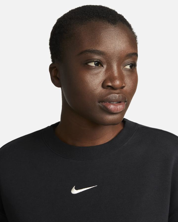 Sudaderas Nike Sportswear Phoenix Fleece Oversized Crewneck Mujer Negras | AMCZS-3205