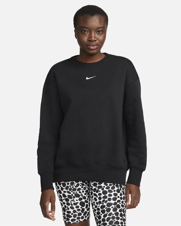Sudaderas Nike Sportswear Phoenix Fleece Oversized Crewneck Mujer Negras | AMCZS-3205