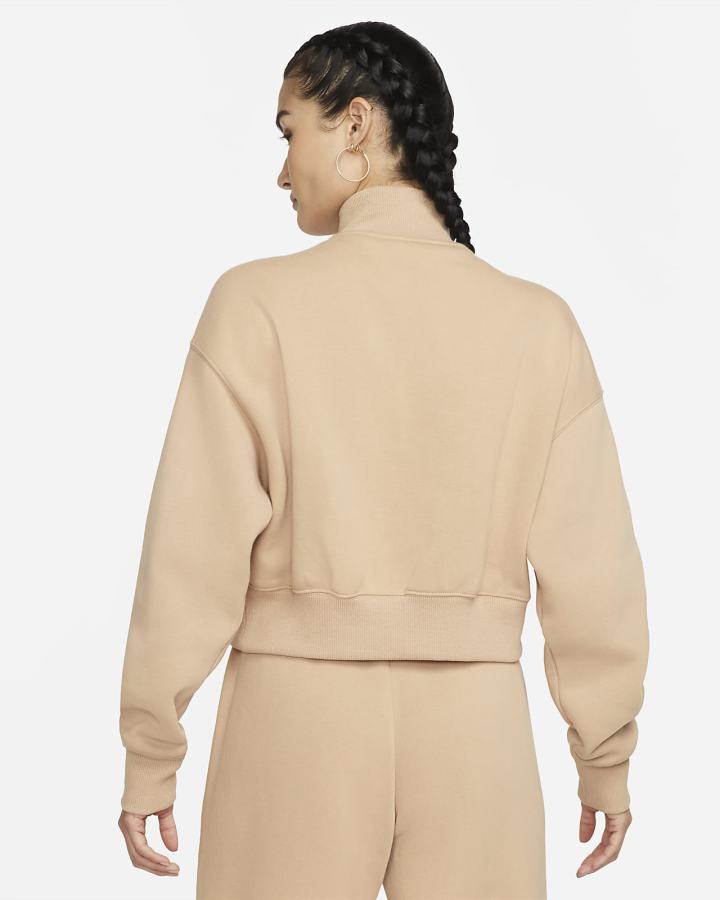 Sudaderas Nike Sportswear Phoenix Fleece Oversized 1/2-Zip Crop Mujer Beige | AWZSF-3095