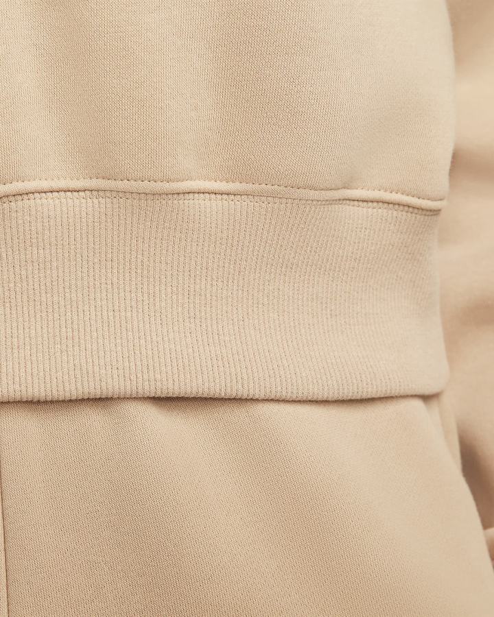 Sudaderas Nike Sportswear Phoenix Fleece Oversized 1/2-Zip Crop Mujer Beige | AWZSF-3095