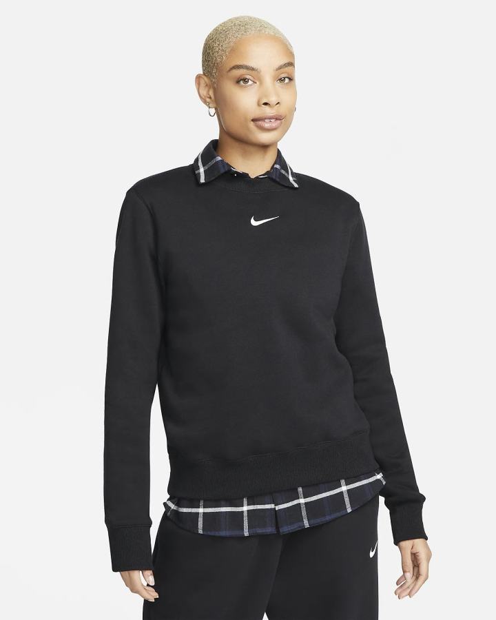 Sudaderas Nike Sportswear Phoenix Fleece Crew-Neck Mujer Negras | BAJVT-6503