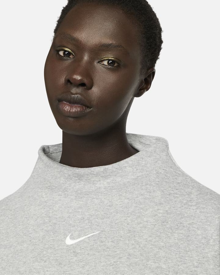Sudaderas Nike Sportswear Phoenix Fleece Over-Oversized Mock-Neck 3/4-Sleeve Mujer Gris Oscuro | EOWMS-9145
