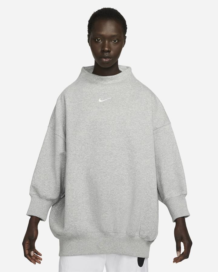 Sudaderas Nike Sportswear Phoenix Fleece Over-Oversized Mock-Neck 3/4-Sleeve Mujer Gris Oscuro | EOWMS-9145