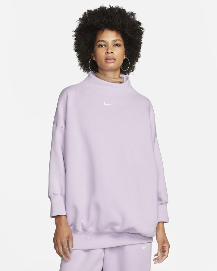 Sudaderas Nike Sportswear Phoenix Fleece Over-Oversized Mock-Neck 3/4-Sleeve Mujer Moradas | EWYJZ-8570