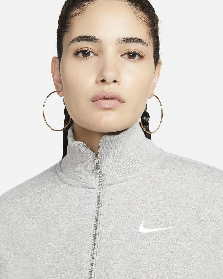 Sudaderas Nike Sportswear Phoenix Fleece Oversized 1/2-Zip Crop Mujer Gris Oscuro | FWDBY-5093