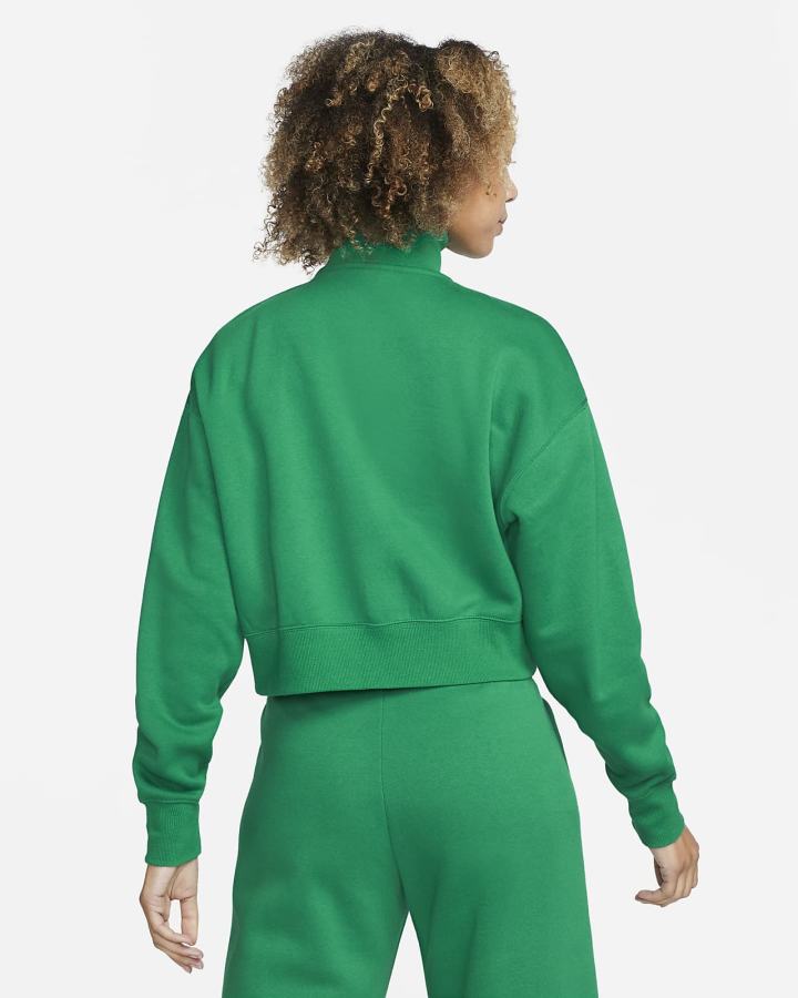Sudaderas Nike Sportswear Phoenix Fleece Oversized 1/2-Zip Crop Mujer Verde | HAYZR-7610