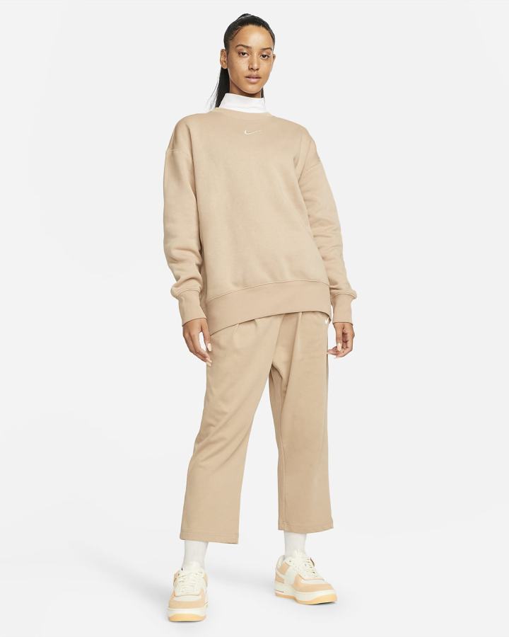 Sudaderas Nike Sportswear Phoenix Fleece Oversized Crewneck Mujer Beige | JOMEL-9648