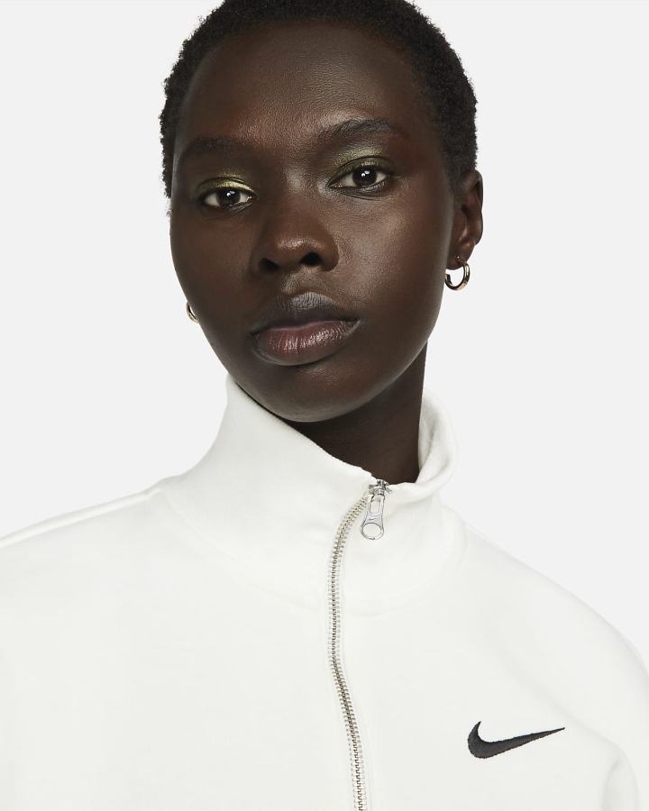 Sudaderas Nike Sportswear Phoenix Fleece Oversized 1/2-Zip Crop Mujer Negras | KBNSD-9257