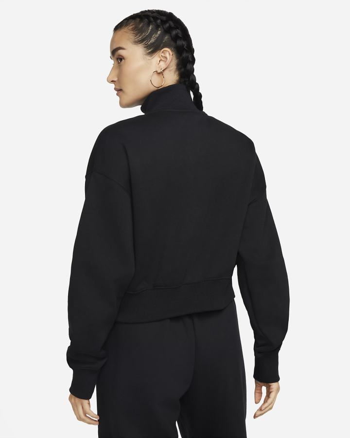 Sudaderas Nike Sportswear Phoenix Fleece Oversized 1/2-Zip Crop Mujer Negras | KQYJT-1356