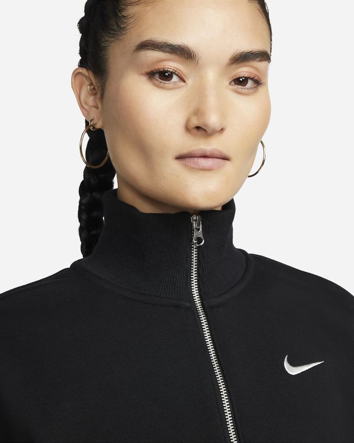 Sudaderas Nike Sportswear Phoenix Fleece Oversized 1/2-Zip Crop Mujer Negras | KQYJT-1356
