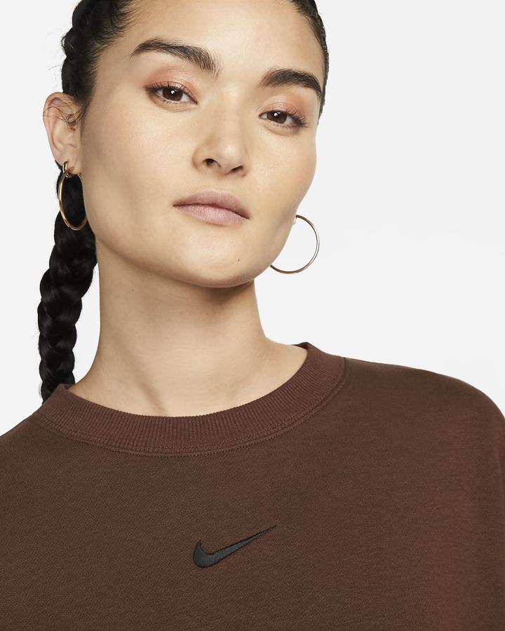 Sudaderas Nike Sportswear Phoenix Fleece Oversized Crewneck Mujer Negras | MEXKO-9631