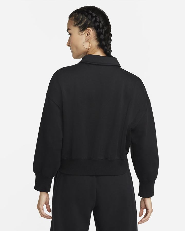 Sudaderas Nike Sportswear Phoenix Fleece 3/4-Sleeve Crop Mujer Negras | MPIXV-9284