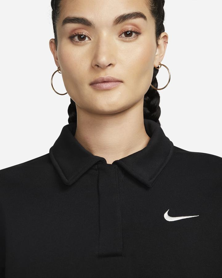 Sudaderas Nike Sportswear Phoenix Fleece 3/4-Sleeve Crop Mujer Negras | MPIXV-9284
