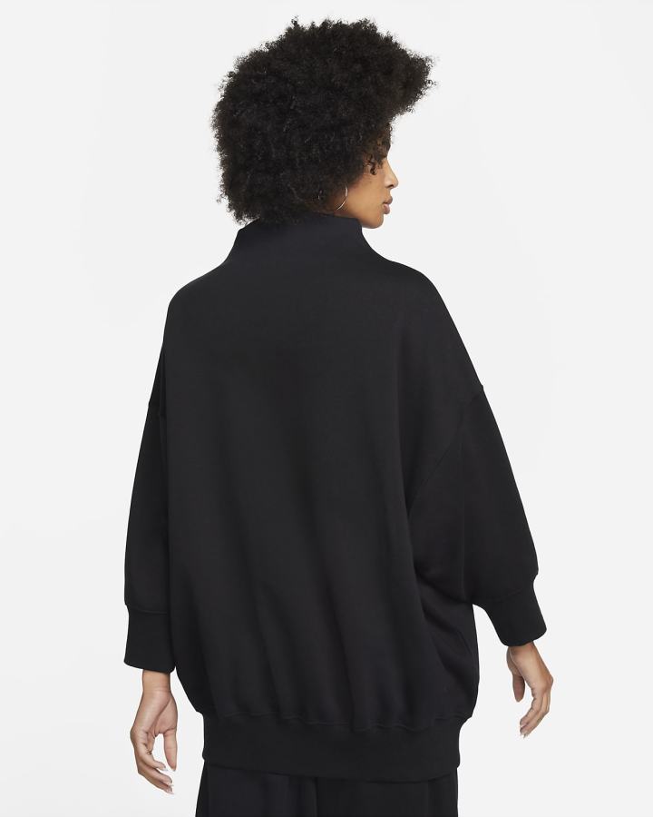 Sudaderas Nike Sportswear Phoenix Fleece Over-Oversized Mock-Neck 3/4-Sleeve Mujer Negras | PDWHT-1652