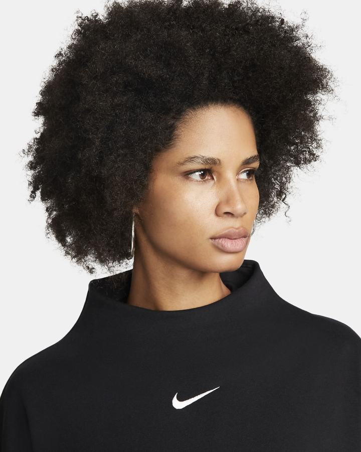 Sudaderas Nike Sportswear Phoenix Fleece Over-Oversized Mock-Neck 3/4-Sleeve Mujer Negras | PDWHT-1652