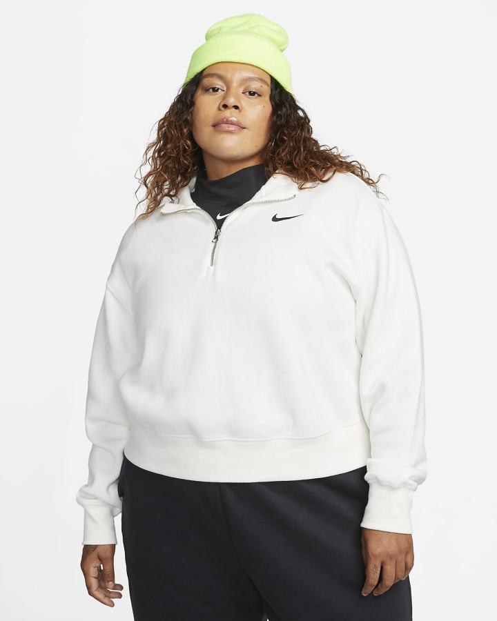 Sudaderas Nike Sportswear Phoenix Fleece Oversized 1/2-Zip Crop Mujer Negras | POQKT-0483