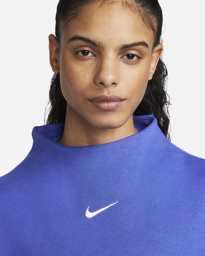 Sudaderas Nike Sportswear Phoenix Fleece Over-Oversized Mock-Neck 3/4-Sleeve Mujer Azules | TOJMP-8063