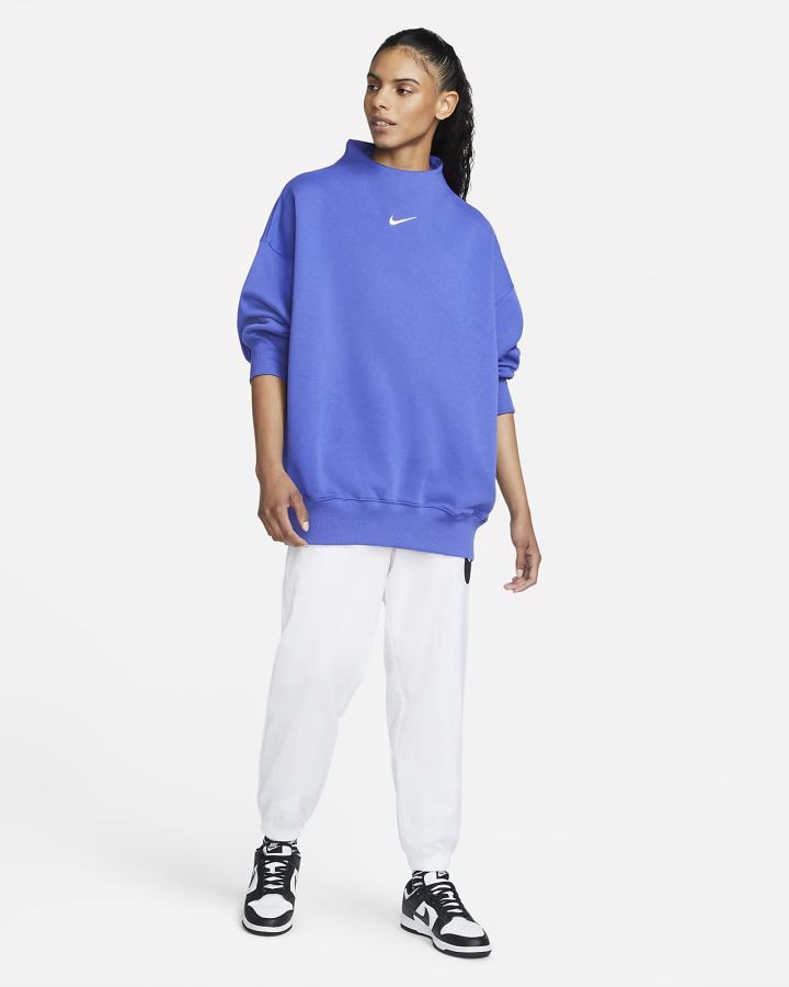 Sudaderas Nike Sportswear Phoenix Fleece Over-Oversized Mock-Neck 3/4-Sleeve Mujer Azules | TOJMP-8063
